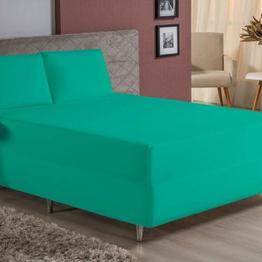 Imagem de Jogo De Cama Casal Nobre 3 Peças Luva De Box 55cm De Altura Malha 100% Algodão - Jade
