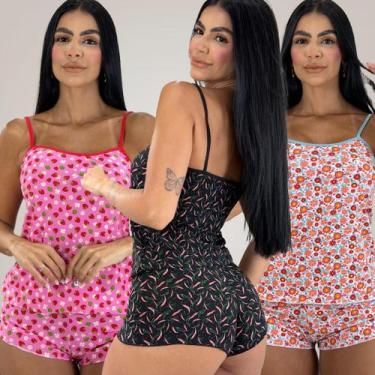 Imagem de Kit 3 Baby Doll Feminino Luxuoso Roupa De Dormi Confortavél Revenda - 