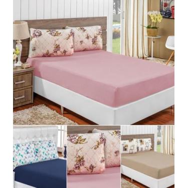 Imagem de Lençol pra cama queen 198cm x 158cm jogo de cama malha resistente  tra