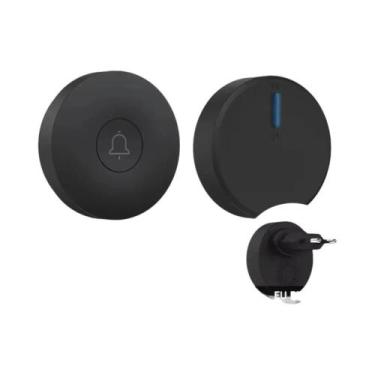 Imagem de Campainha Sem Fio Circular Preta À Prova d'Água, Autoalimentada, AC 11