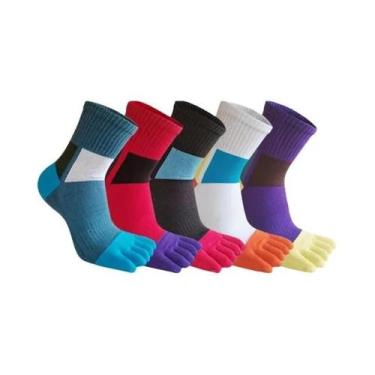 Imagem de Meias De Algodão Coloridas E Respiráveis Com Cinco Dedos, 5 Pares, Mas