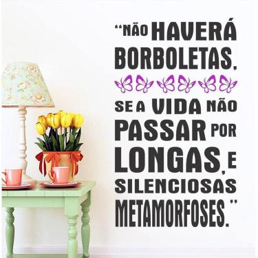Imagem de Adesivo De Parede Frase Não Haverá Borboletas Em Duas Cores