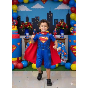 Imagem de Fantasia Infantil Super Homem para Carnaval - Tecido 100% Poliéster - 