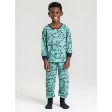 Imagem de Pijama Longo Verde Infantil Menino Era dos Dinossauros - Molekada, 12