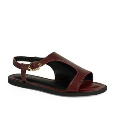 Imagem de Sandália Tanara Rasteira Em Couro Feminina T9193-Feminino