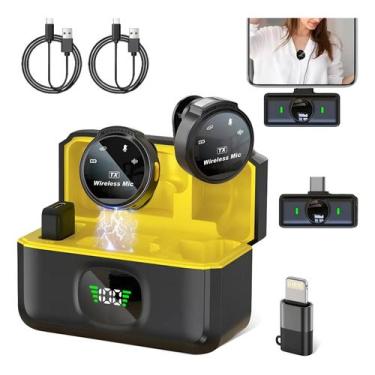 Imagem de Microfone Lapela J6 Imã Sem Fio Duplo Duplo Anti Ruído - peing