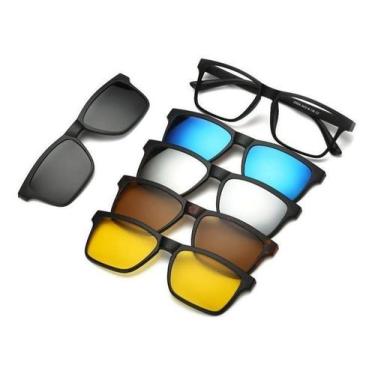 Imagem de Óculos Armação  Lente Transparente  + 5 Lentes Clip On - Vinkin, Preto