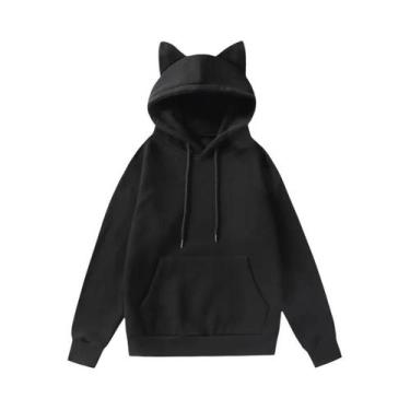 Imagem de Moletom Feminino De Lã Com Capuz Orelhas De Gato, Design Moderno De Or