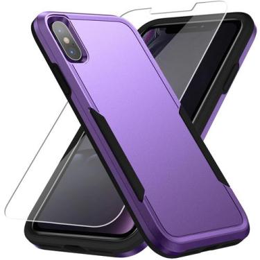 Imagem de Capa de Telefone Warsia para iPhone X/Xs com Protetor de Tela HD Roxo