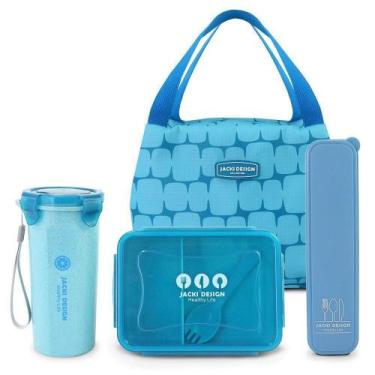Imagem de Conjunto Kit Fitness De 3 Peças E Porta Talheres Portátil Cor Azul - J