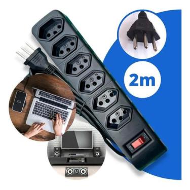 Imagem de Filtro de Linha Régua extensão 6 Tomadas 10A Cabo 2m Prot. S - Congrat