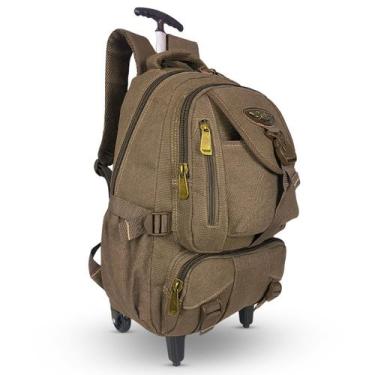 Imagem de Mochila De Rodinhas Escolar Reforçada De Lona Lançamento - Kvn, Bege