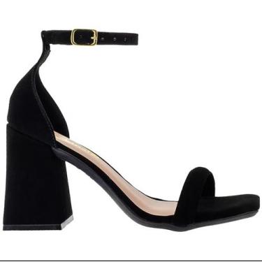 Imagem de Sandália 33 ao 40 salto alto 8cm bloco festa gisele clássica cor:preto
