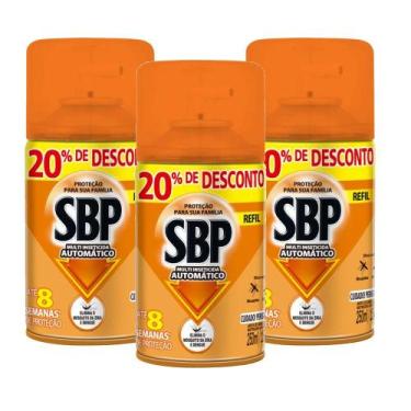 Imagem de Inseticida Automático Sbp Multi Refil 250ml Kit 3