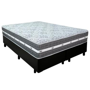 Imagem de Cama Box Casal Bipartido Sintético + Colchão Anjos Black Graphite Molas Ensacadas 138x1...