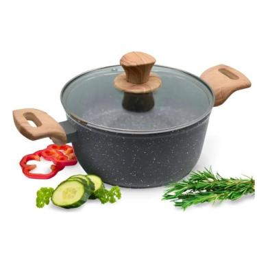 Imagem de Caçarola de Alumínio Cinza 2,4L com Tampa de Vidro - Dolce Home