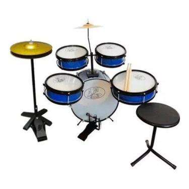 Imagem de Bateria Infantil Rock Baby Am 2 Ton Profissional C/ Chimbal, Azul