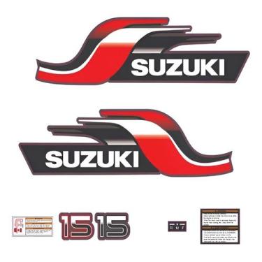 Imagem de Kit Adesivos Suzuki 15HP Compatível Motor de Popa - SPTS