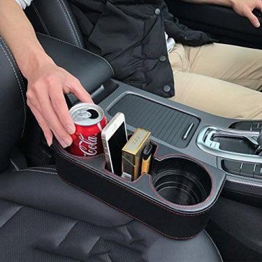Imagem de Porta-copos de carro IOKONE Coin Side Pocket Capa de couro preta