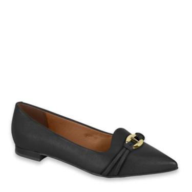 Imagem de Sapato Feminino Conforto Fivela Bico Fino Vizzano 12061004, Preto napa