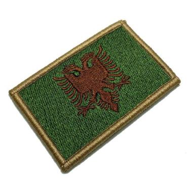 Imagem de Bandeira País Albânia Patch Bordada Fecho de Contato Gancho - BR44