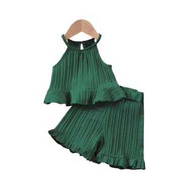 Imagem de Conjunto De Shorts E Top Sem Mangas Com Renda Para Meninas, Moda De Ve