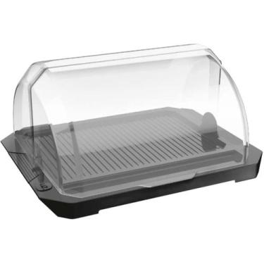 Imagem de Suporte Porta Pão com Tampa Fixa Transparente e Porta Faca Premium UZ 