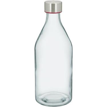 Imagem de Garrafa Home&Co 25x9x9cm Vidro Transparente 1L Bebidas Água Suco e Coq