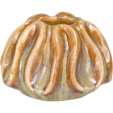 Imagem de Porta Vela Home&Co 9x10x10cm Cerâmica Bege Enfeite Decorativo para Sal