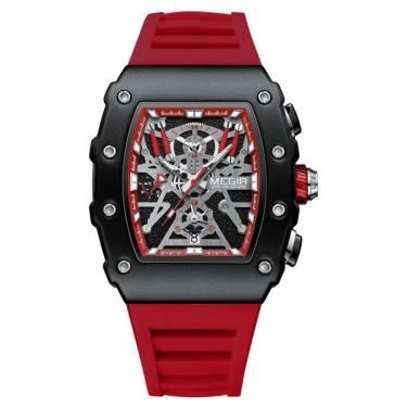 Imagem de Relógio Masculino Esportivo de Quartzo com Pulseira de Silicone à Prova D'água Vermelho Megir