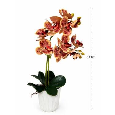 Imagem de Vaso c/ orquidea 48 cm florarte vaso 2 hastes pessego, VASO 2 HASTE PE