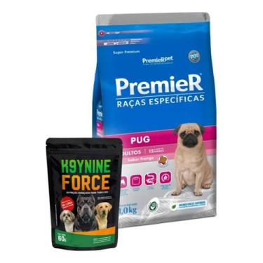 Imagem de Ração Premier P/ Cães Pug Adultos 1kg + Petisco K9 Force