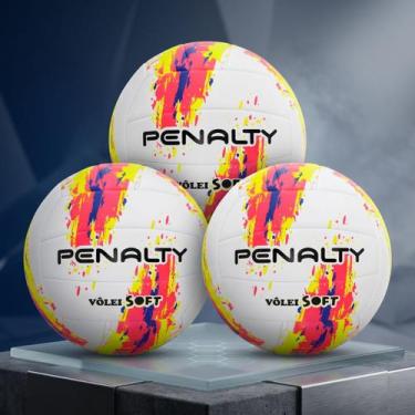 Imagem de Bola De Vôlei Penalty Soft XXIII Cor Rosa Kit Com 3