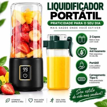 Imagem de Mini Liquidificador Recarregável 2 Copos Vidro 500ml Preto - Liquidifi