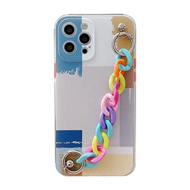 Imagem de Capas de telefone de pulseira de pulso de treliça para iphone 12 pro max 11 promax X XS XR 7 8 Plus SE 2020 Capa macia de corrente colorida, b, para iphone 12mini