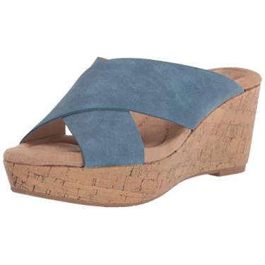 Imagem de CL by Chinese Laundry Sandália anabela feminina Dream Day Nobuck, Azul, 9