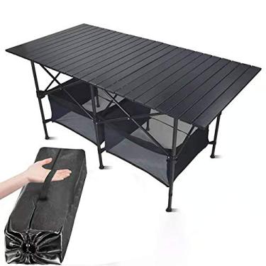 Imagem de Yajun Mesa dobrável ao ar livre, acampamento, liga de alumínio, churrasco, piquenique, mesa durável, fácil de transportar, 1538070 cm