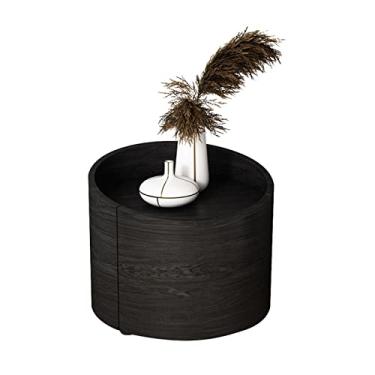 Imagem de jinyi2016SHOP Mesa de cabeceira estilo vila, mesa de cabeceira retrô para hotel, armário redondo criativo, gaveta de quarto, mesa de cabeceira para quarto (cor: preto)