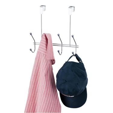 Imagem de Cabideiro de Porta Social em Aço Cromado Utimil com 4 Ganchos – 28 cm