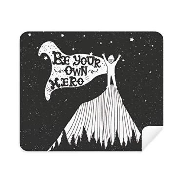 Imagem de Be Your Own Pano de limpeza de tela com citação branca e preta, 2 peças de tecido de camurça