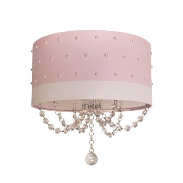 Imagem de Luminária infantil Pérolas 30x15cm Rosa Quarto Menina