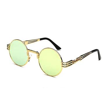 Imagem de Fashion Retro Steampunk Round Metal Sunglasses for Men Women Double Spring Leg Colorful Eyewear Punk Glasses UV400,N7 Gold Gold,China