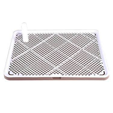 Imagem de Bandeja de vaso sanitário para cães, suporte de almofada de xixi para cães bandeja de treinamento com coluna, suporte de almofada para animais de estimação, bandejas portáteis e reutilizáveis para cães, marrom, 60 x 45 cm