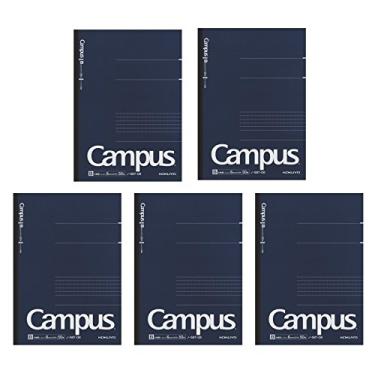 Imagem de Caderno pré-pontilhado Kokuyo Campus, semitransparente 6 mm - 30 linhas x 50 folhas - 100 páginas, pacote com 5 azul escuro