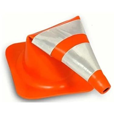 Imagem de Cone sinalização Plastcor 75 cm Laranja/Branco refletivo PECA