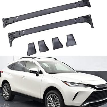 Imagem de 2 peças serve para Toyota Venza Harrier XU80 2020 2021 2022 XLE Limited Alumínio Crossbar Cross Bar Trilho de Teto Bagagem Transportadora