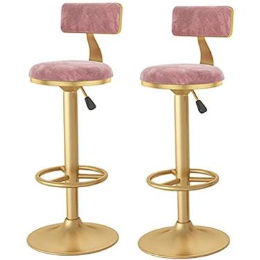 Imagem de Bsillas Cocina de Barra Altas Bancos Taburete Bar Isla Banquetas para Bar, Balcão de Bar Altura do Balcão para Café da Manhã Elevador Giratório de 360 ​​° Ajustável Almofada Macia com Encosto