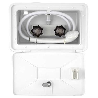 Imagem de RecPro Kit de box de chuveiro para exterior RV Mangueira de reboque caubói (branco)