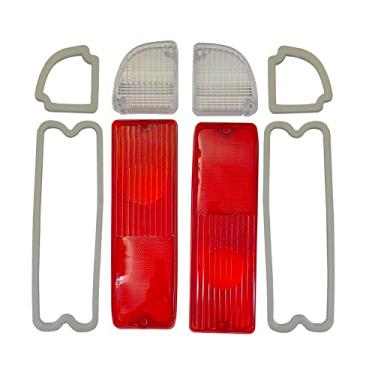 Imagem de KYYET Par de lentes de luz de freio traseira traseira com junta compatível com caminhão Chevy 1967-1972 (lentes vermelhas e transparentes)