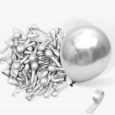 Imagem de Balão Bexiga Metalizado Chrome Prata Prateado Redondo Festball 5 Polegadas 25 Unidades